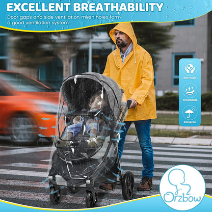 Clear Stroller Rain Cover, Universal Fit, All-Around Protection,Basic Clear