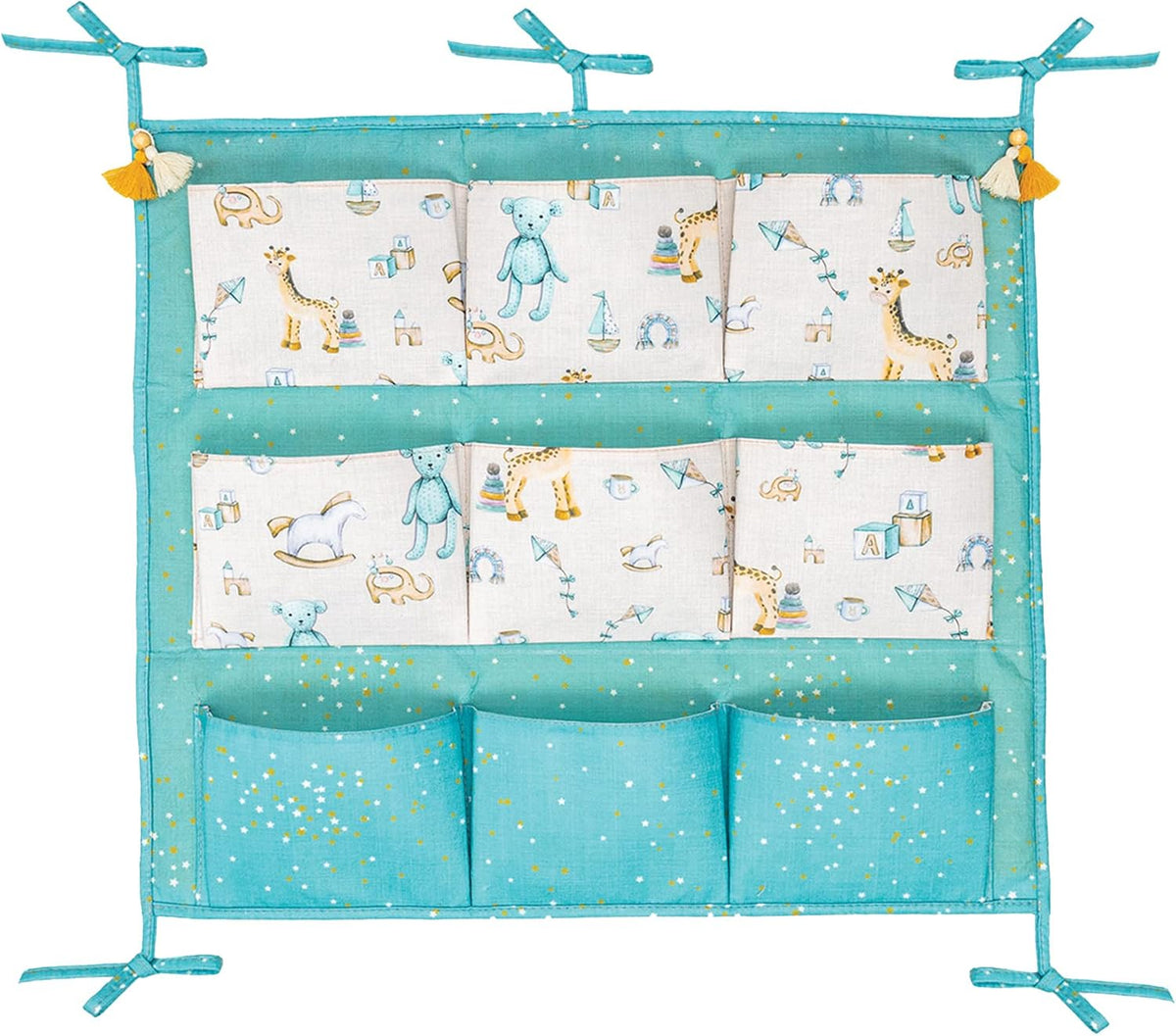 Baby Crib Side Organizer – Portable Nursery Storage Bin for Diapers & Essentials | Hanging Diaper Caddy for Changing Table & Car Travel (Blue)