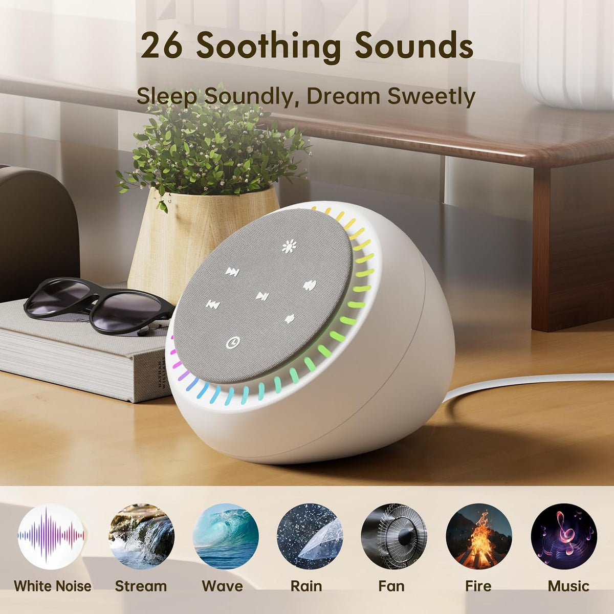 Sound Machine for Sleep, White Noise for Sleeping Adults & Baby