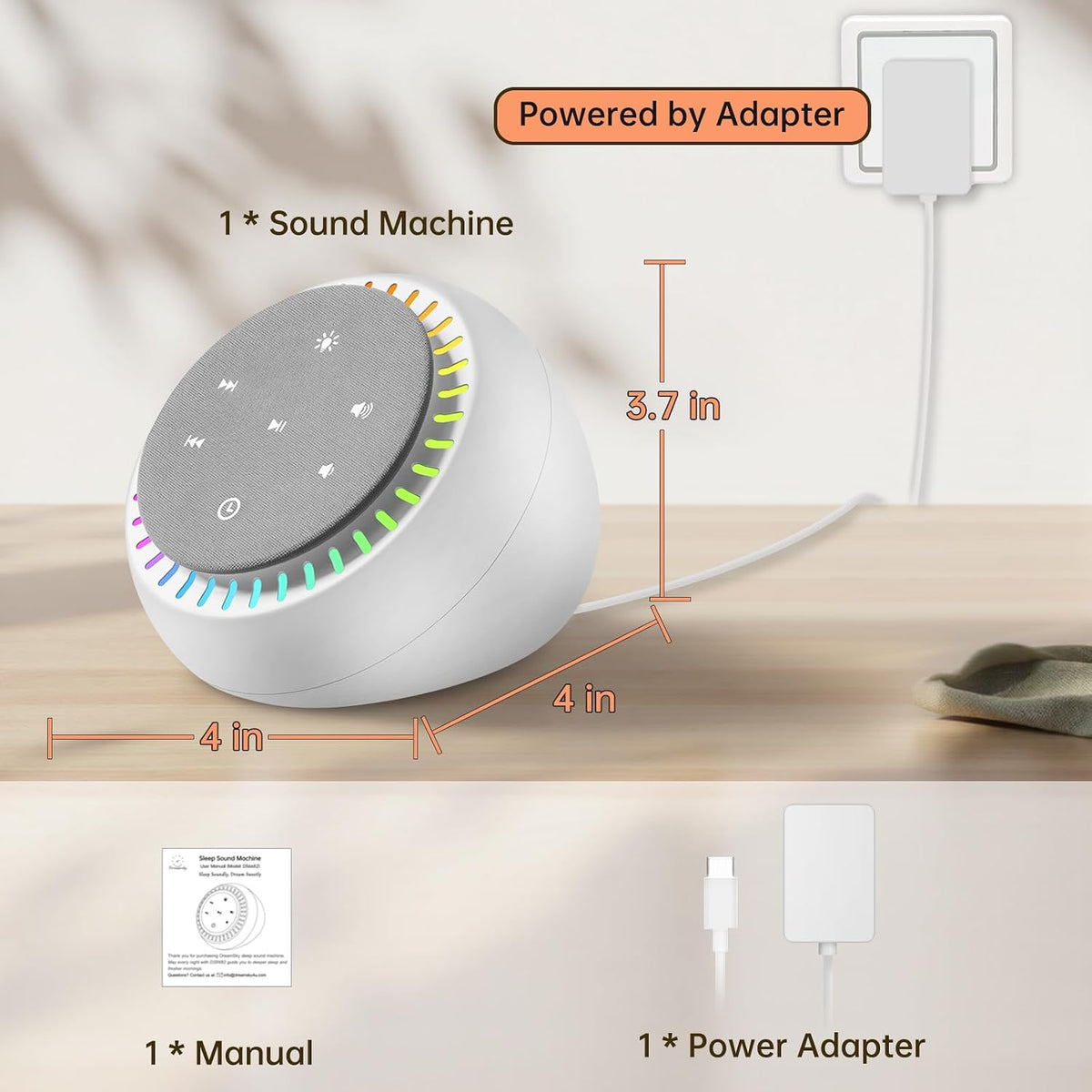 Sound Machine for Sleep, White Noise for Sleeping Adults & Baby
