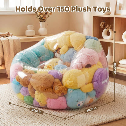 Clear Stuffed Animal Storage Chair for Kids & Adults