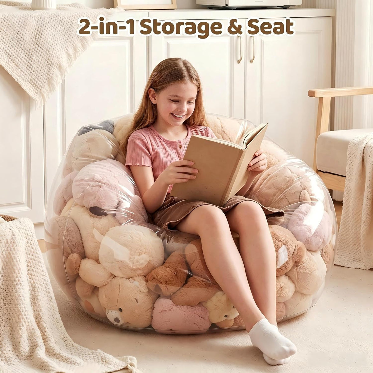 Clear Stuffed Animal Storage Chair for Kids & Adults