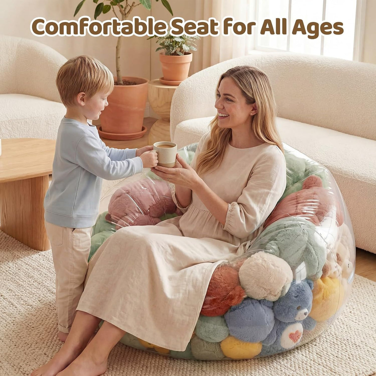 Clear Stuffed Animal Storage Chair for Kids & Adults
