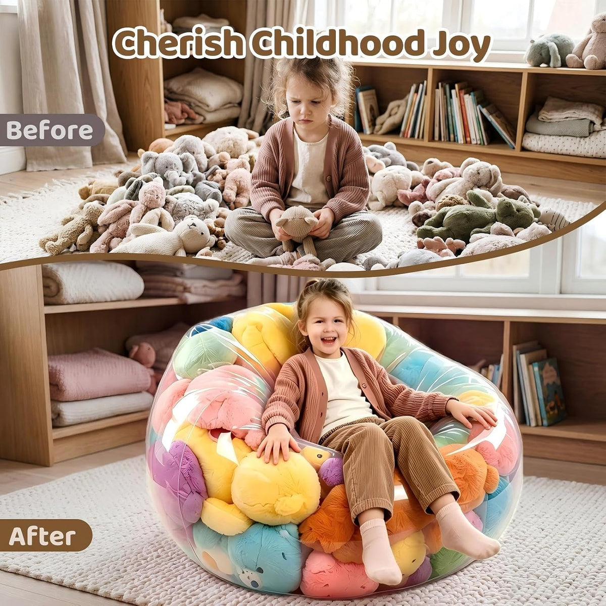 Clear Stuffed Animal Storage Chair for Kids & Adults