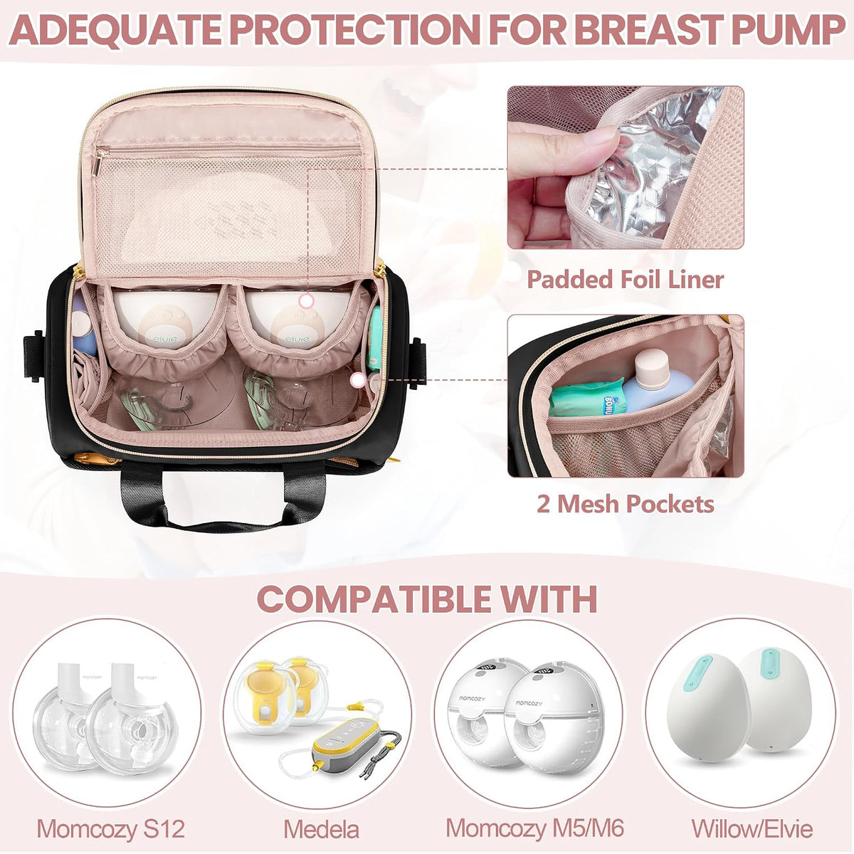 Wearable Breast Pump Bag with Breastmilk Cooler Compartment