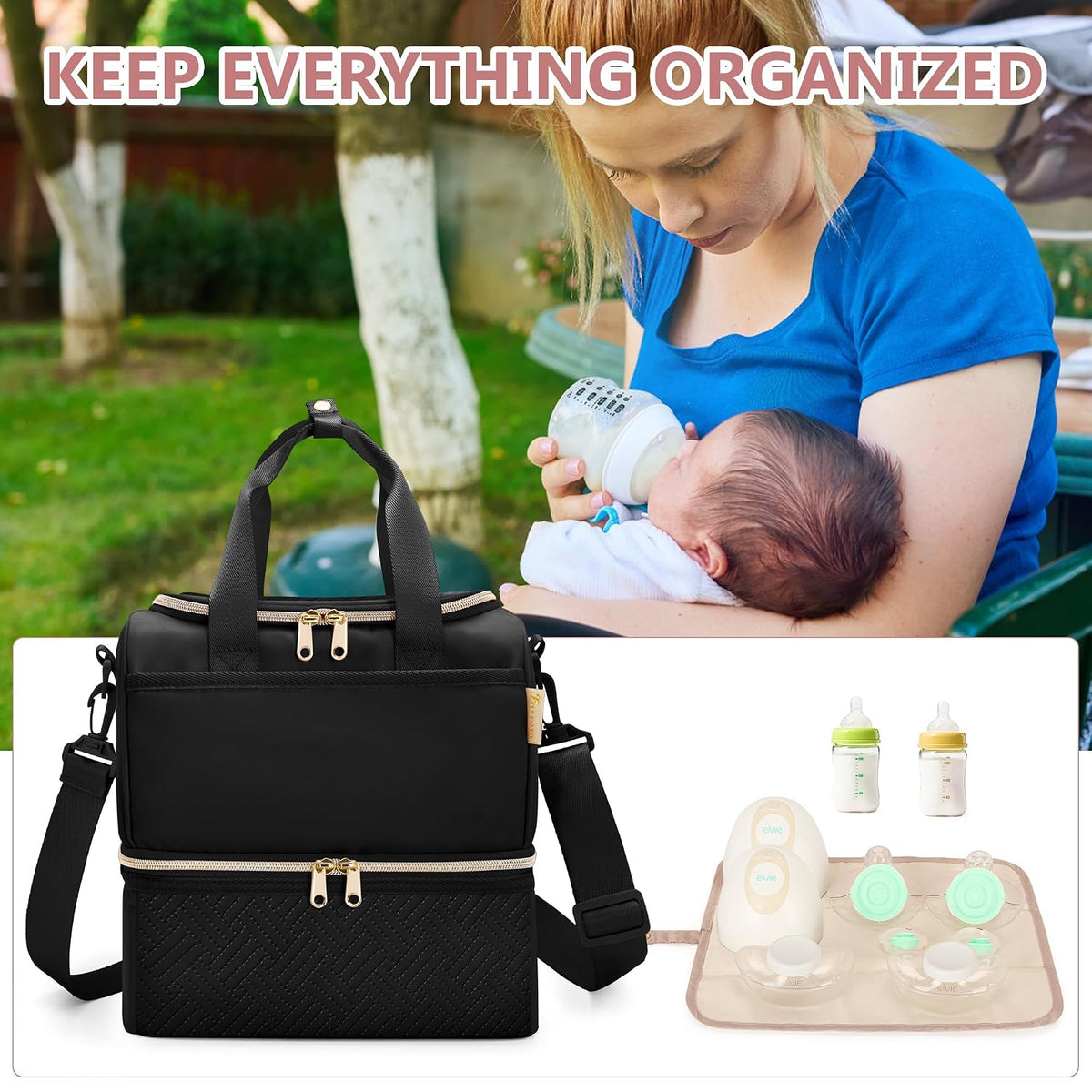 Wearable Breast Pump Bag with Breastmilk Cooler Compartment