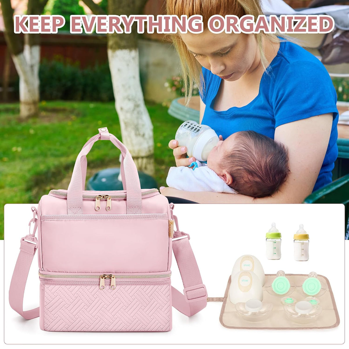 Wearable Breast Pump Bag with Breastmilk Cooler Compartment