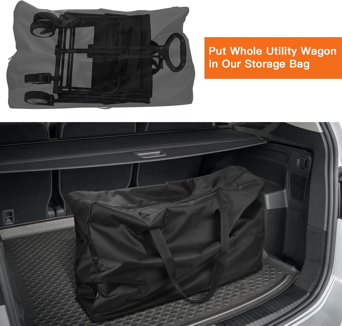 Black Storage Bag for Wagon, 32 Inch Water Resistant Sports Duffel, Protective Cover, Folding Outdoor Travel Equipment Zipper Bag for Strollers, Garden Cart, Camping