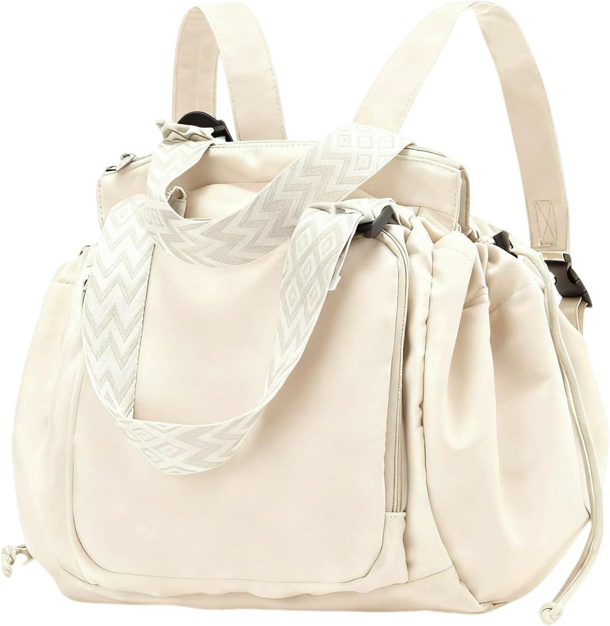 Tote Bag Large Capacity Lightweight Backpack with 15 Pockets Nylon Shoulder Bag for Car Travel Mother Bag