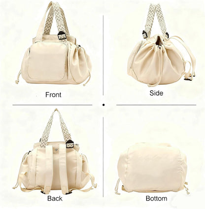 Tote Bag Large Capacity Lightweight Backpack with 15 Pockets Nylon Shoulder Bag for Car Travel Mother Bag