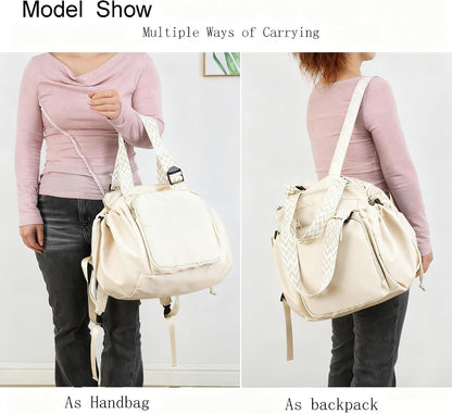 Tote Bag Large Capacity Lightweight Backpack with 15 Pockets Nylon Shoulder Bag for Car Travel Mother Bag