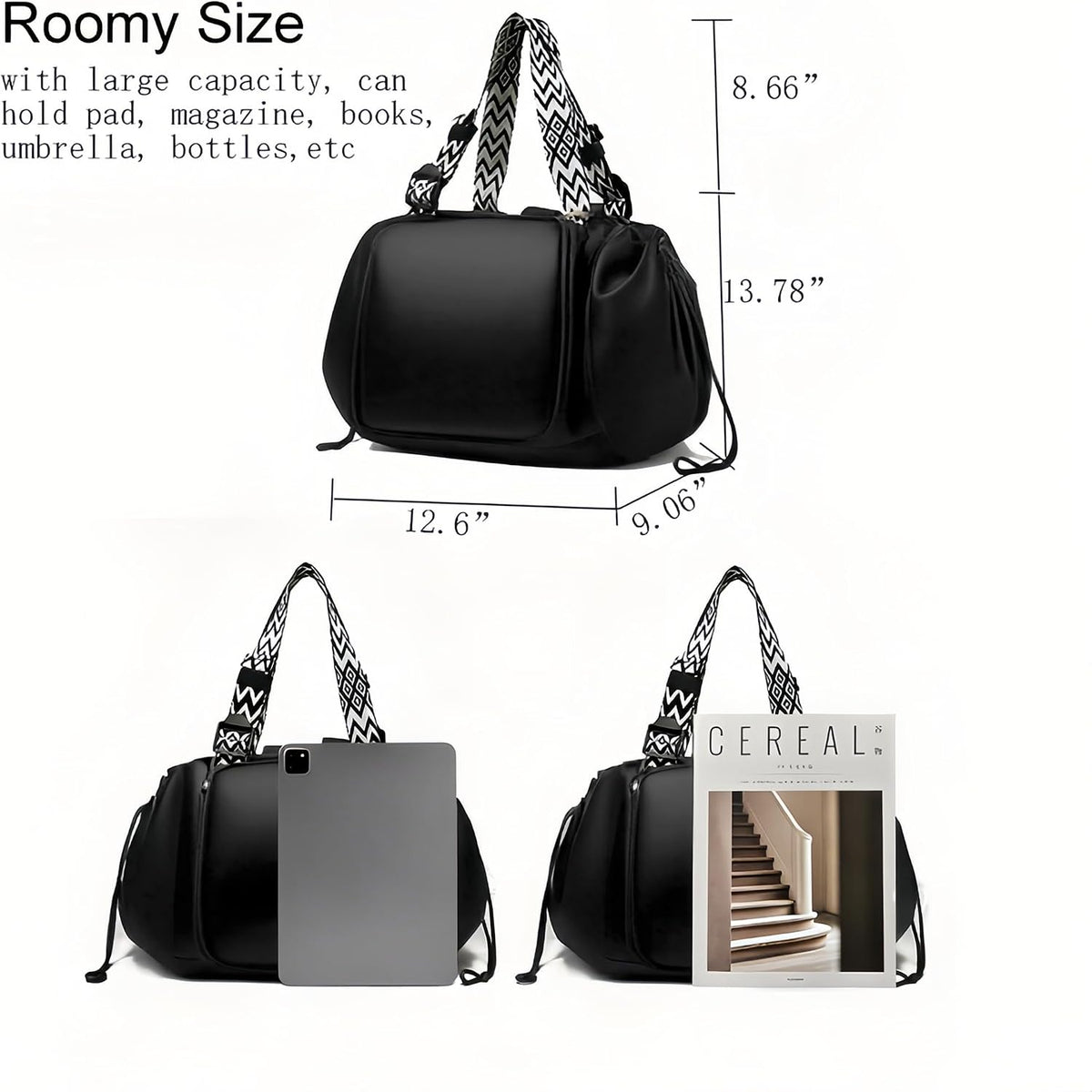 Tote Bag Large Capacity Lightweight Backpack with 15 Pockets Nylon Shoulder Bag for Car Travel Mother Bag