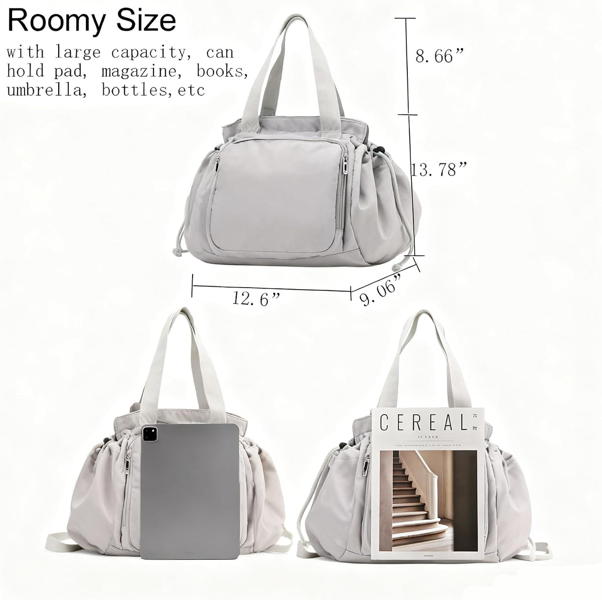 Tote Bag Large Capacity Lightweight Backpack with 15 Pockets Nylon Shoulder Bag for Car Travel Mother Bag