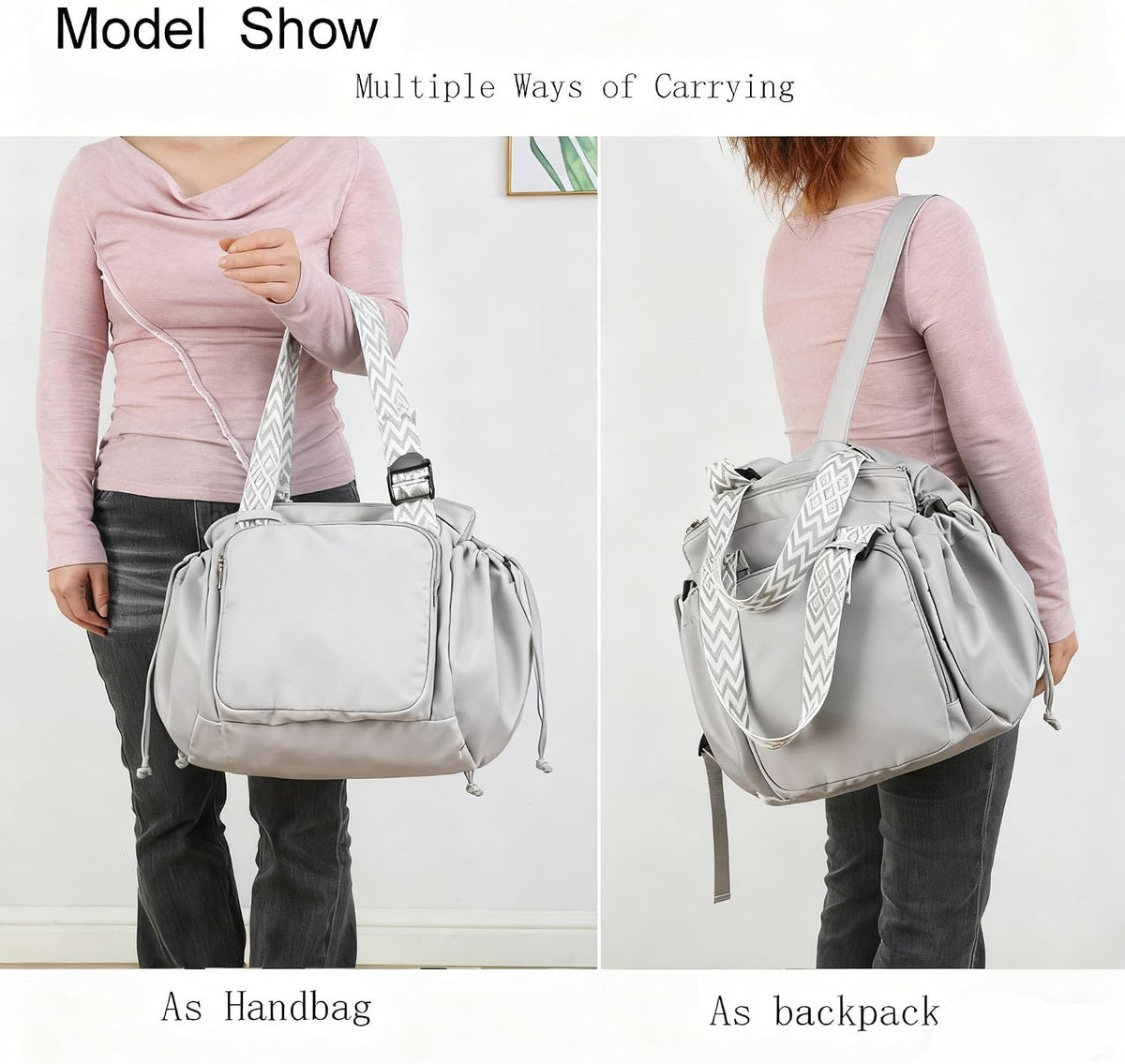 Tote Bag Large Capacity Lightweight Backpack with 15 Pockets Nylon Shoulder Bag for Car Travel Mother Bag
