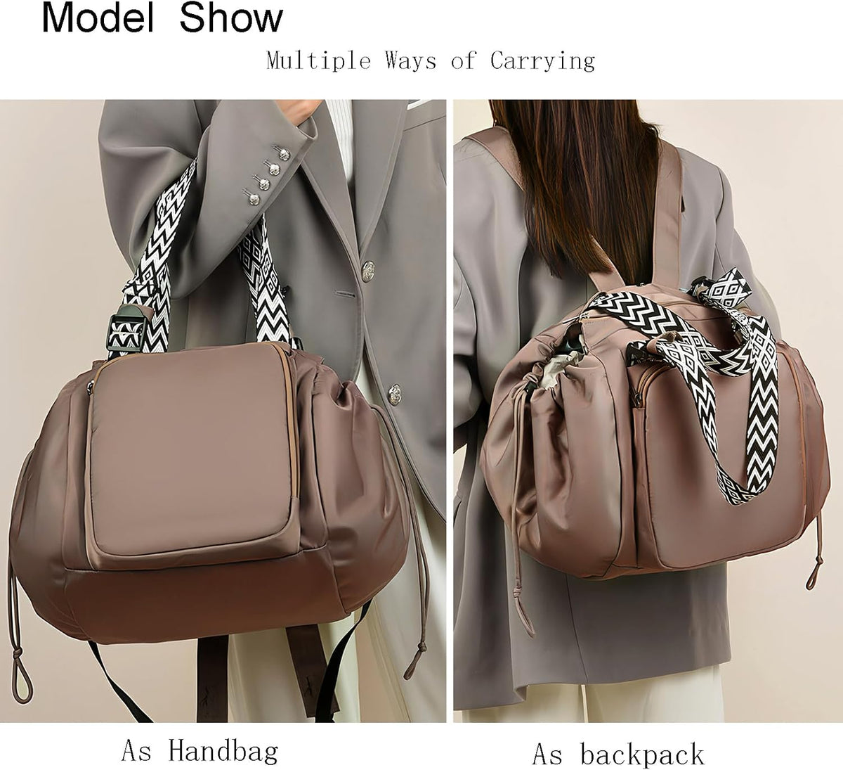 Tote Bag Large Capacity Lightweight Backpack with 15 Pockets Nylon Shoulder Bag for Car Travel Mother Bag