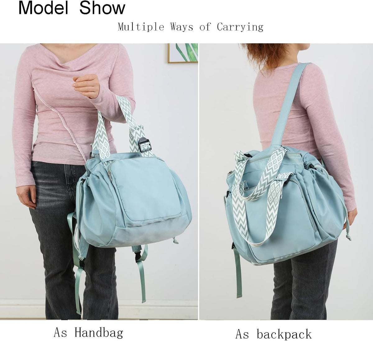 Tote Bag Large Capacity Lightweight Backpack with 15 Pockets Nylon Shoulder Bag for Car Travel Mother Bag