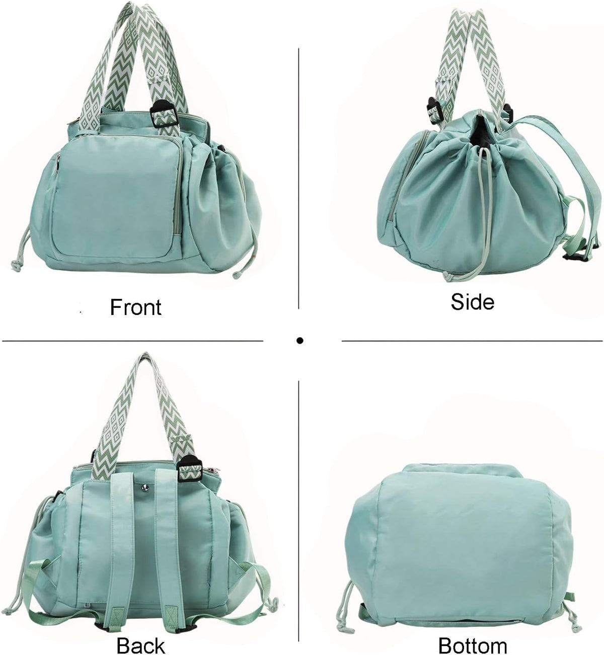 Tote Bag Large Capacity Lightweight Backpack with 15 Pockets Nylon Shoulder Bag for Car Travel Mother Bag