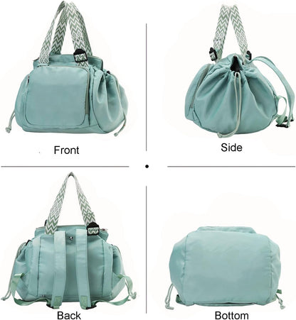 Tote Bag Large Capacity Lightweight Backpack with 15 Pockets Nylon Shoulder Bag for Car Travel Mother Bag