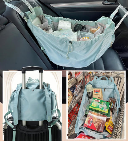 Tote Bag Large Capacity Lightweight Backpack with 15 Pockets Nylon Shoulder Bag for Car Travel Mother Bag