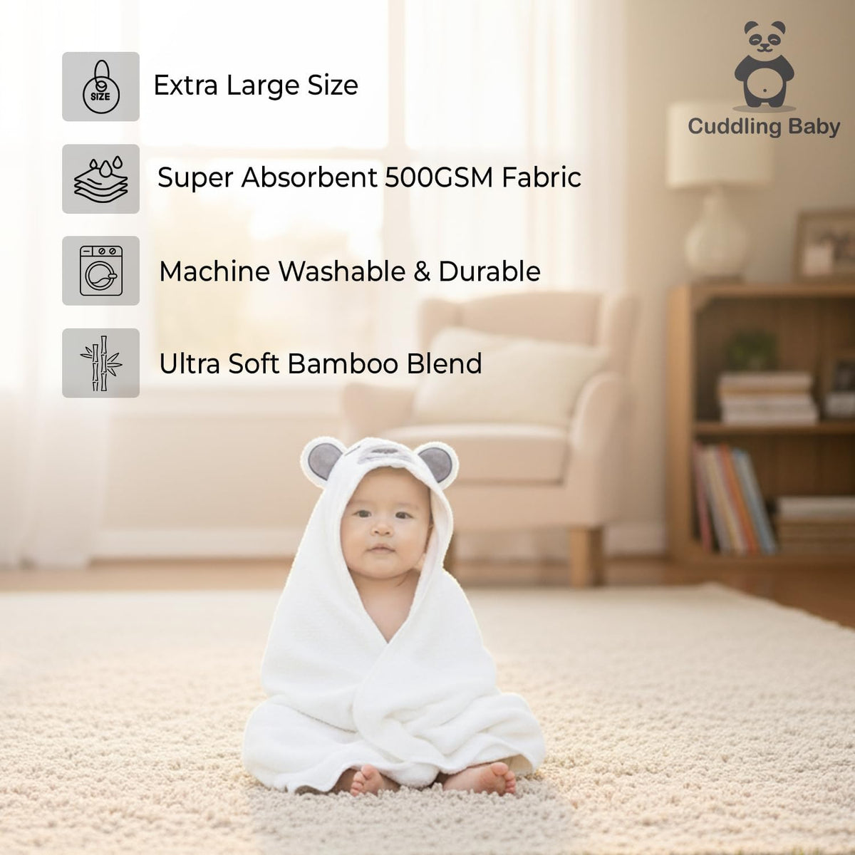 Blue Bath Kneeler & Elbow Rest Pad Set with Baby Bath Towel, Hooded, Bear