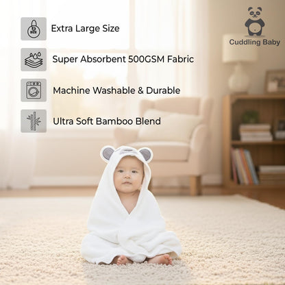 Blue Bath Kneeler & Elbow Rest Pad Set with Baby Bath Towel, Hooded, Bear
