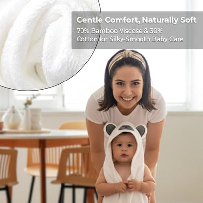 Blue Bath Kneeler & Elbow Rest Pad Set with Baby Bath Towel, Hooded, Bear