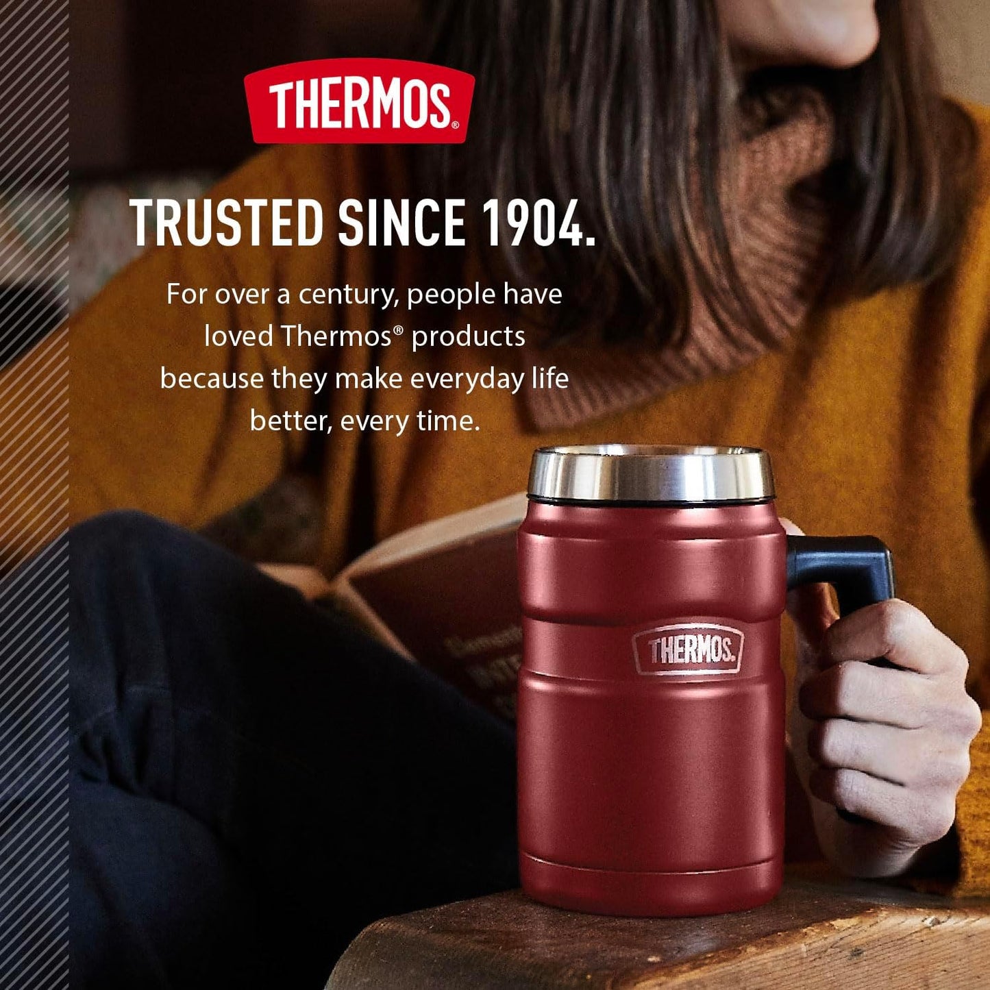 Stainless King 16 Ounce Coffee Desk Mug, Matte Steel