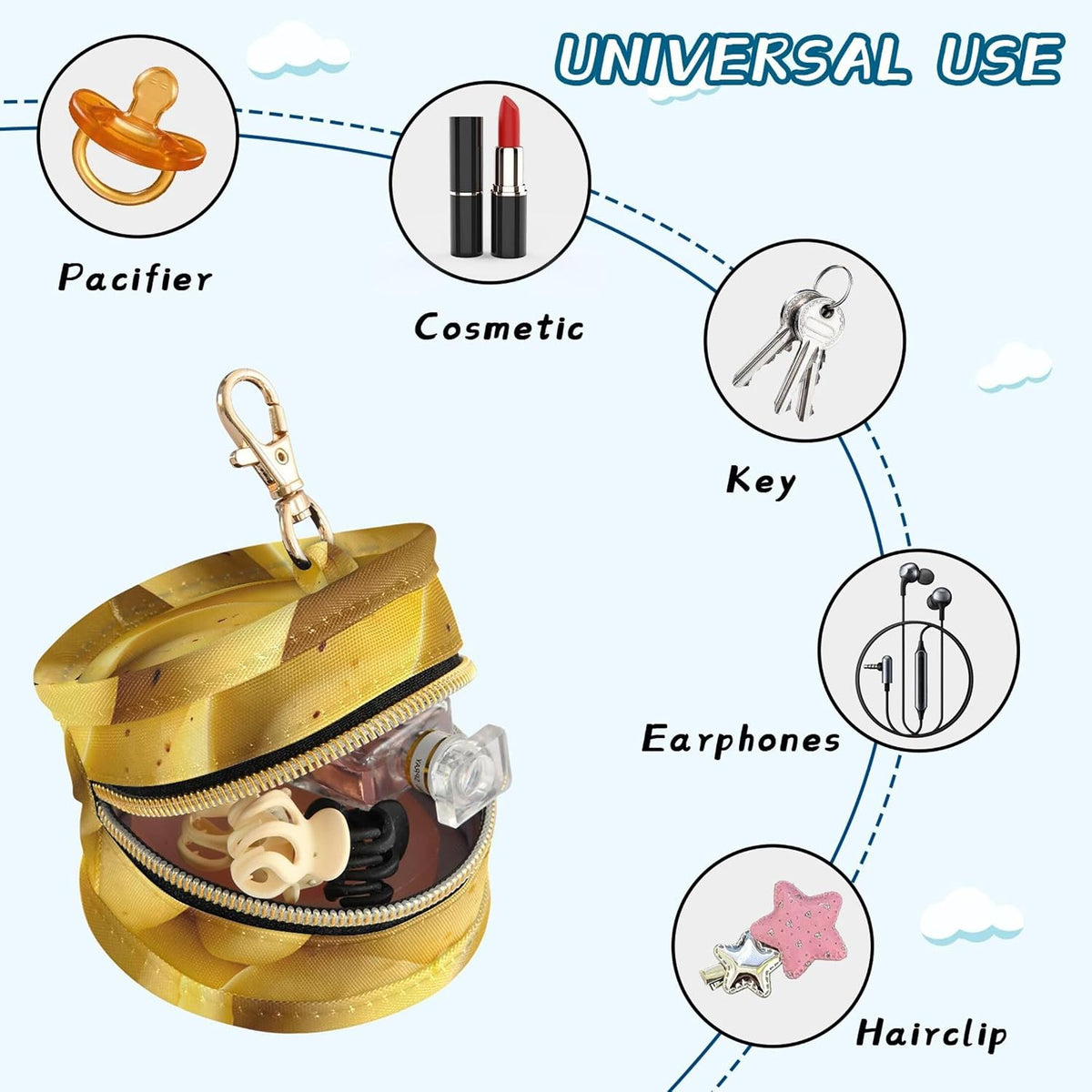 Cream Yellow Icing Baby Pacifier Holder Case, Dustproof Portable Storage Box for Diaper Bag Purse, Pacifier Storage Container for Boys & Girls