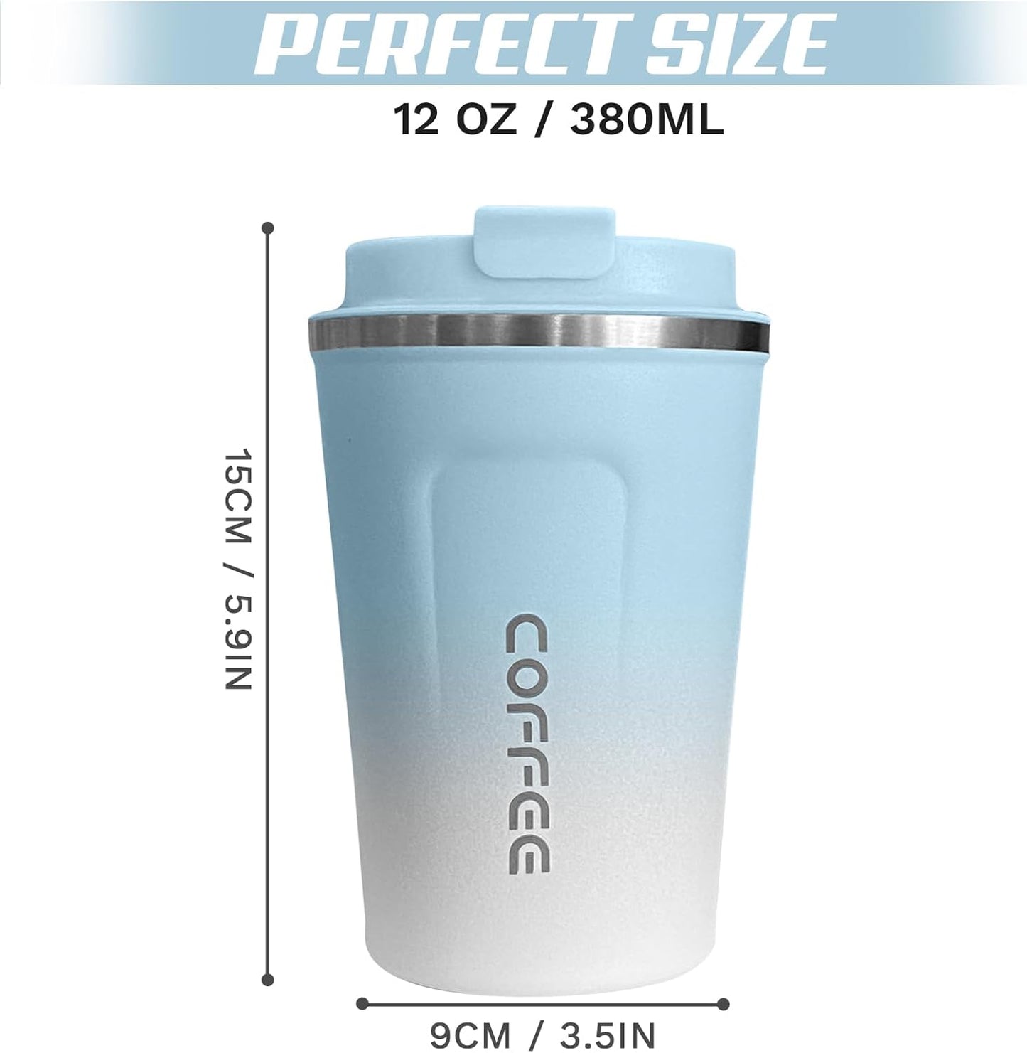 Travel coffee mugs leak-proof, reusable coffee cup with lid, stainless steel vacuum insulated coffee tumblers, thermal insulation cups for men & women keep drinks hot & cold (2nd-Yellow, 17OZ)