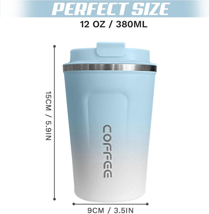 Travel coffee mugs leak-proof, reusable coffee cup with lid, stainless steel vacuum insulated coffee tumblers, thermal insulation cups for men & women keep drinks hot & cold (2nd-Yellow, 17OZ)