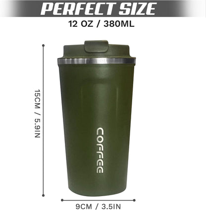 Travel coffee mugs leak-proof, reusable coffee cup with lid, stainless steel vacuum insulated coffee tumblers, thermal insulation cups for men & women keep drinks hot & cold (2nd-Yellow, 17OZ)