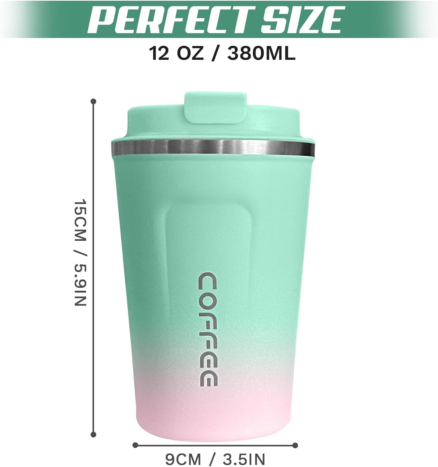 Travel coffee mugs leak-proof, reusable coffee cup with lid, stainless steel vacuum insulated coffee tumblers, thermal insulation cups for men & women keep drinks hot & cold (2nd-Yellow, 17OZ)