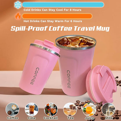Travel coffee mugs leak-proof, reusable coffee cup with lid, stainless steel vacuum insulated coffee tumblers, thermal insulation cups for men & women keep drinks hot & cold (2nd-Yellow, 17OZ)