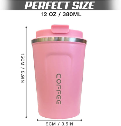 Travel coffee mugs leak-proof, reusable coffee cup with lid, stainless steel vacuum insulated coffee tumblers, thermal insulation cups for men & women keep drinks hot & cold (2nd-Yellow, 17OZ)