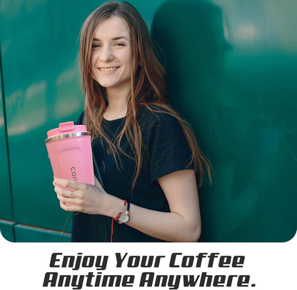 Travel coffee mugs leak-proof, reusable coffee cup with lid, stainless steel vacuum insulated coffee tumblers, thermal insulation cups for men & women keep drinks hot & cold (2nd-Yellow, 17OZ)
