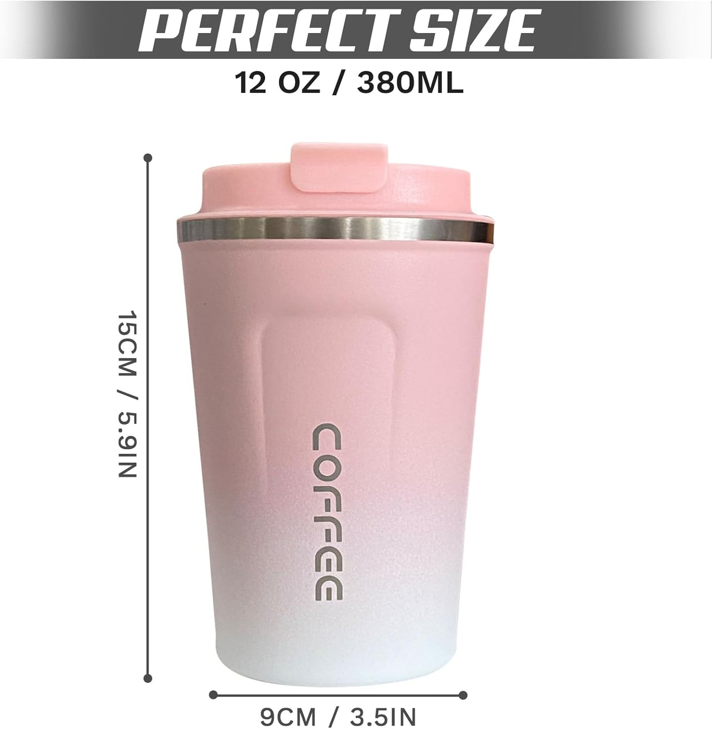Travel coffee mugs leak-proof, reusable coffee cup with lid, stainless steel vacuum insulated coffee tumblers, thermal insulation cups for men & women keep drinks hot & cold (2nd-Yellow, 17OZ)