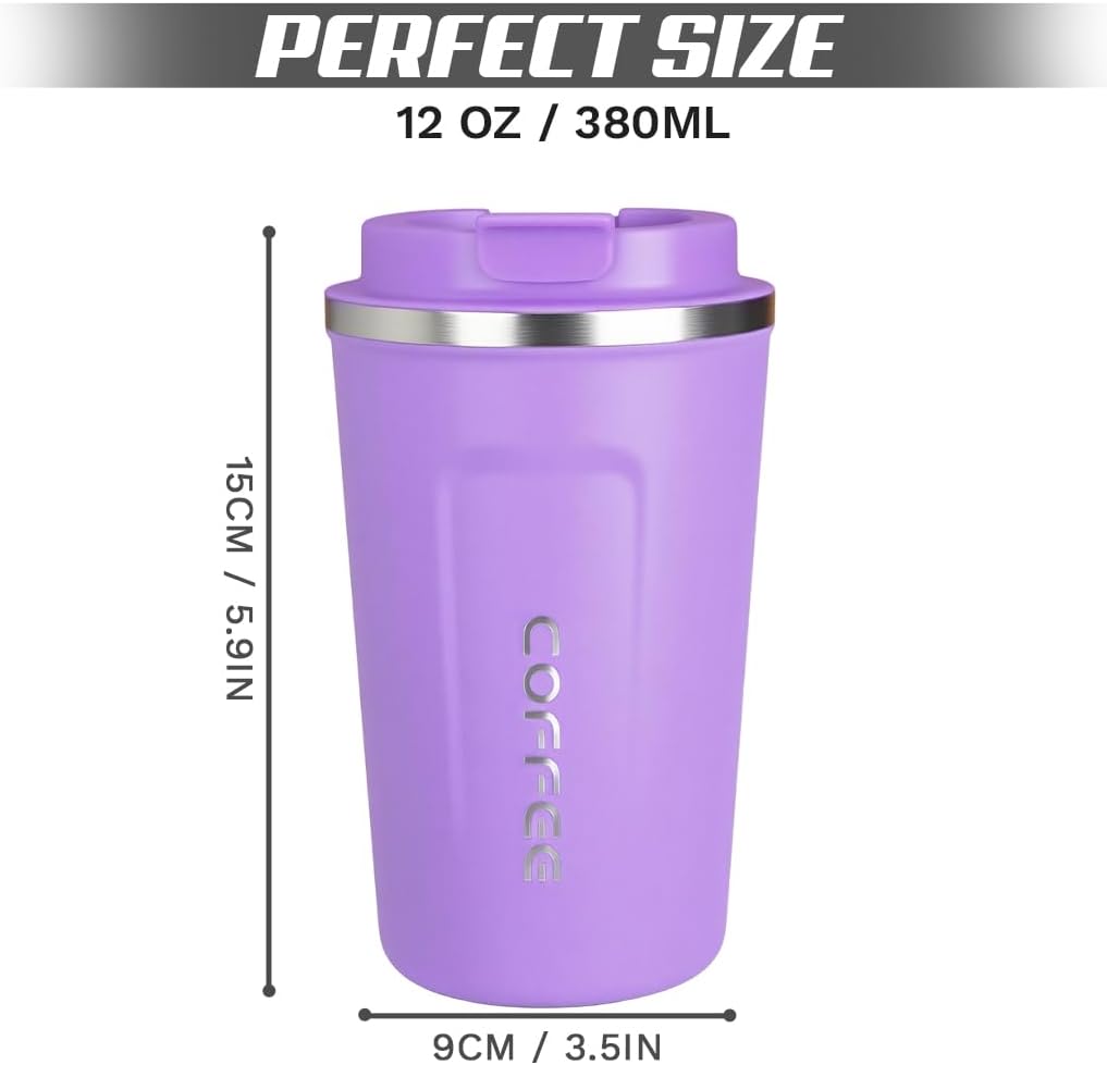 Travel coffee mugs leak-proof, reusable coffee cup with lid, stainless steel vacuum insulated coffee tumblers, thermal insulation cups for men & women keep drinks hot & cold (2nd-Yellow, 17OZ)