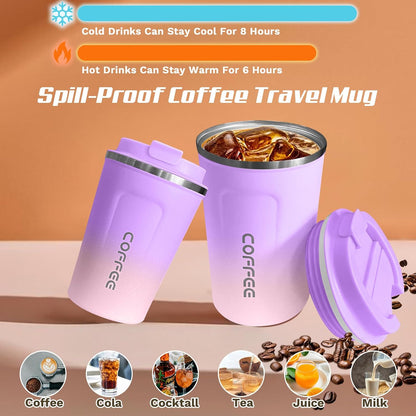 Travel coffee mugs leak-proof, reusable coffee cup with lid, stainless steel vacuum insulated coffee tumblers, thermal insulation cups for men & women keep drinks hot & cold (2nd-Yellow, 17OZ)