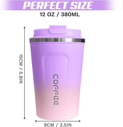 Travel coffee mugs leak-proof, reusable coffee cup with lid, stainless steel vacuum insulated coffee tumblers, thermal insulation cups for men & women keep drinks hot & cold (2nd-Yellow, 17OZ)