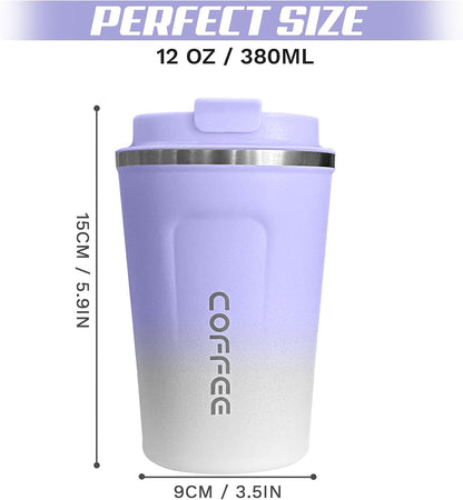Travel coffee mugs leak-proof, reusable coffee cup with lid, stainless steel vacuum insulated coffee tumblers, thermal insulation cups for men & women keep drinks hot & cold (2nd-Yellow, 17OZ)