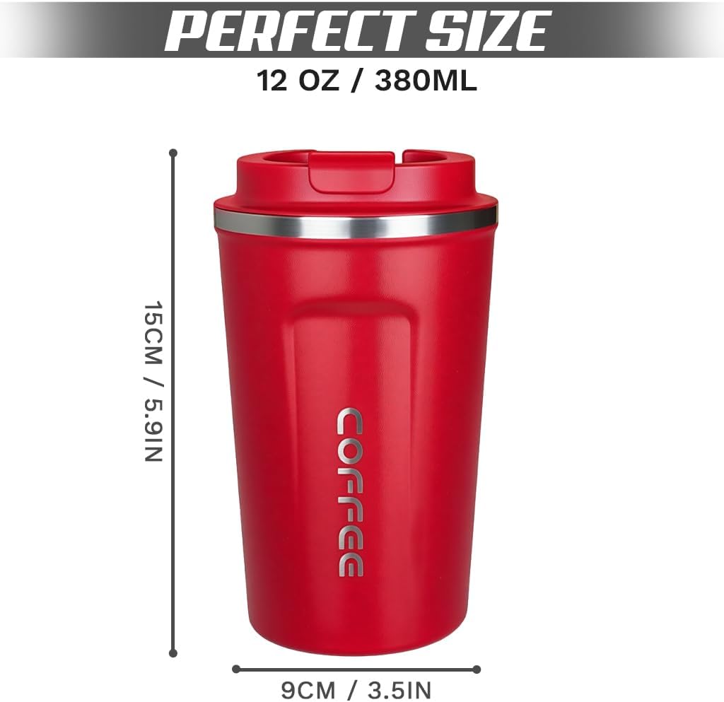Travel coffee mugs leak-proof, reusable coffee cup with lid, stainless steel vacuum insulated coffee tumblers, thermal insulation cups for men & women keep drinks hot & cold (2nd-Yellow, 17OZ)