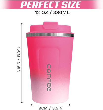 Travel coffee mugs leak-proof, reusable coffee cup with lid, stainless steel vacuum insulated coffee tumblers, thermal insulation cups for men & women keep drinks hot & cold (2nd-Yellow, 17OZ)