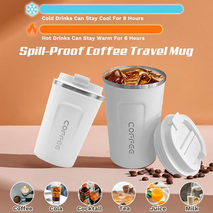 Travel coffee mugs leak-proof, reusable coffee cup with lid, stainless steel vacuum insulated coffee tumblers, thermal insulation cups for men & women keep drinks hot & cold (2nd-Yellow, 17OZ)
