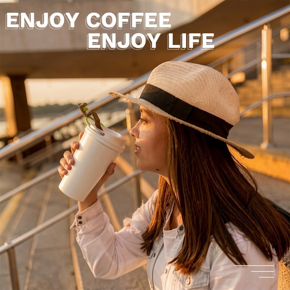 Travel coffee mugs leak-proof, reusable coffee cup with lid, stainless steel vacuum insulated coffee tumblers, thermal insulation cups for men & women keep drinks hot & cold (2nd-Yellow, 17OZ)