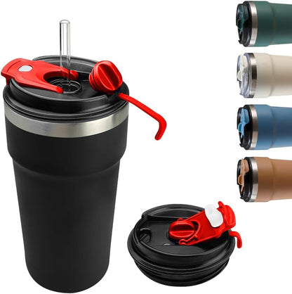 Travel coffee mugs leak-proof, reusable coffee cup with lid, stainless steel vacuum insulated coffee tumblers, thermal insulation cups for men & women keep drinks hot & cold (2nd-Yellow, 17OZ)