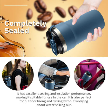 Travel coffee mugs leak-proof, reusable coffee cup with lid, stainless steel vacuum insulated coffee tumblers, thermal insulation cups for men & women keep drinks hot & cold (2nd-Yellow, 17OZ)