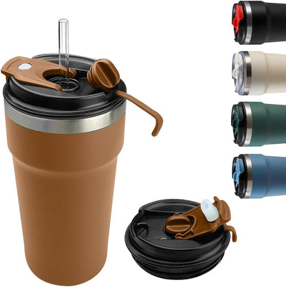 Travel coffee mugs leak-proof, reusable coffee cup with lid, stainless steel vacuum insulated coffee tumblers, thermal insulation cups for men & women keep drinks hot & cold (2nd-Yellow, 17OZ)
