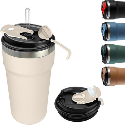 Travel coffee mugs leak-proof, reusable coffee cup with lid, stainless steel vacuum insulated coffee tumblers, thermal insulation cups for men & women keep drinks hot & cold (2nd-Yellow, 17OZ)