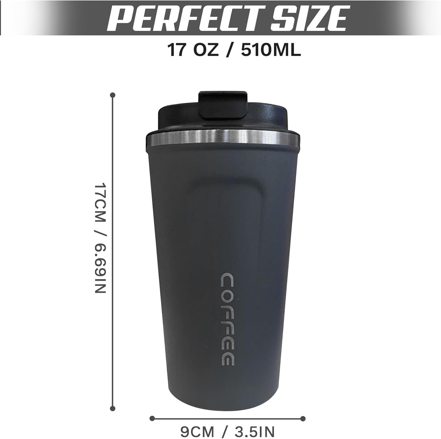 Travel coffee mugs leak-proof, reusable coffee cup with lid, stainless steel vacuum insulated coffee tumblers, thermal insulation cups for men & women keep drinks hot & cold (2nd-Yellow, 17OZ)