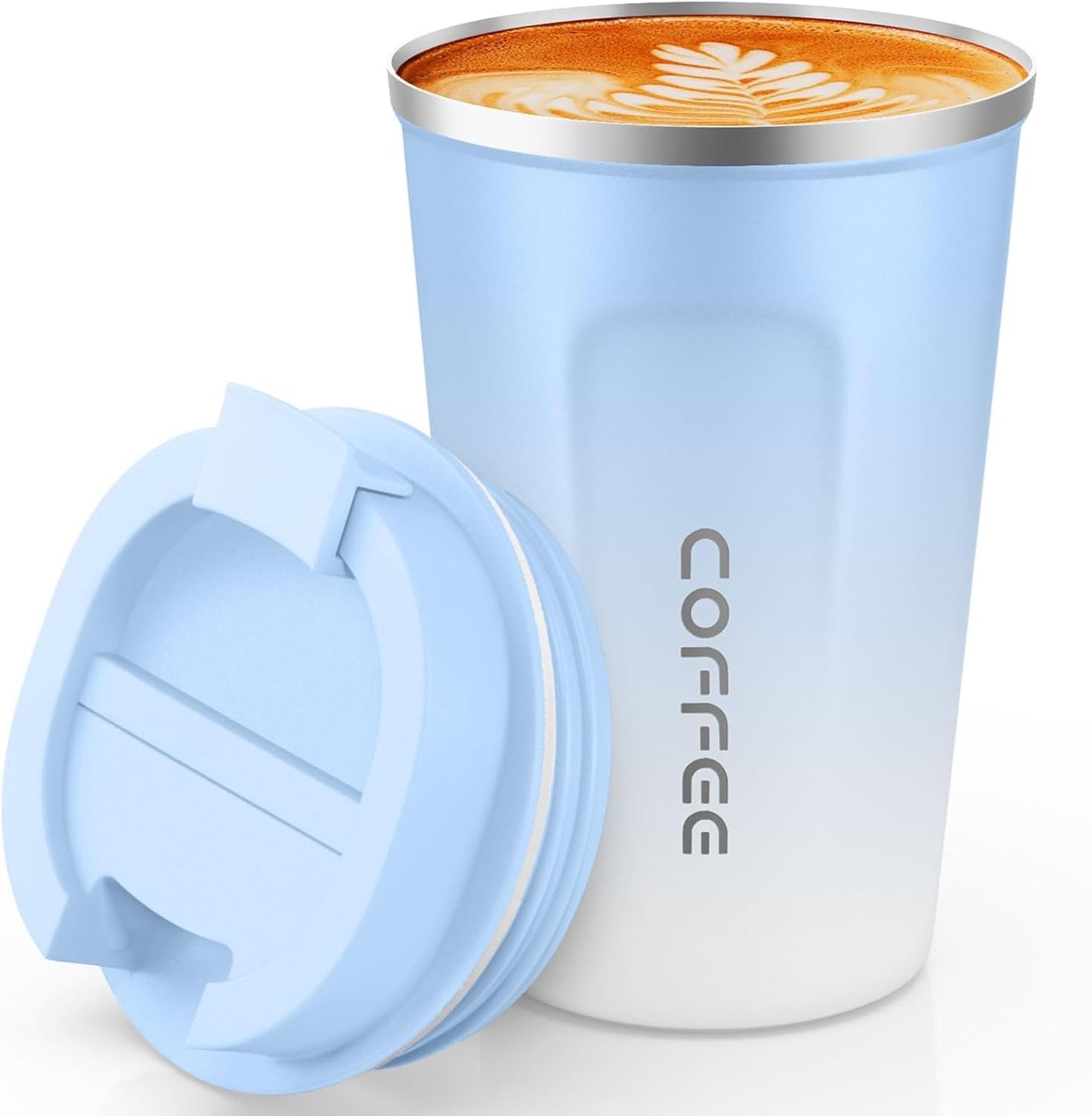 Travel coffee mugs leak-proof, reusable coffee cup with lid, stainless steel vacuum insulated coffee tumblers, thermal insulation cups for men & women keep drinks hot & cold (2nd-Yellow, 17OZ)